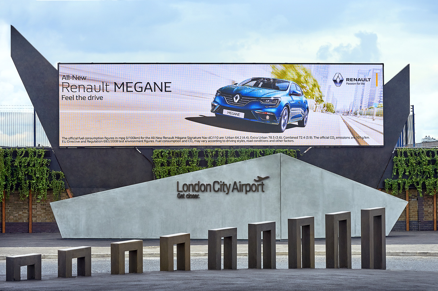Airport advertising billboard. at London City Airport